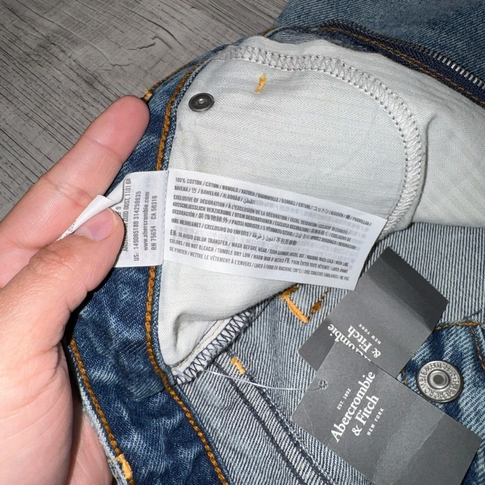 NWT Abercrombie & Fitch Annie High Rise Short 100%cotton 29/8Zipper Cut Off Blue - Picture 9 of 14